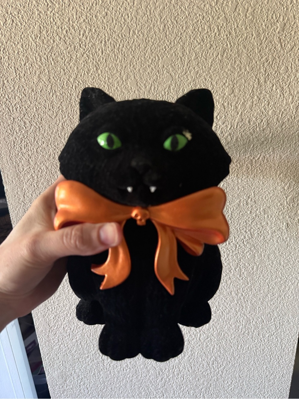 Bath and body Works Black Cat with Orange Bow Candle Holder